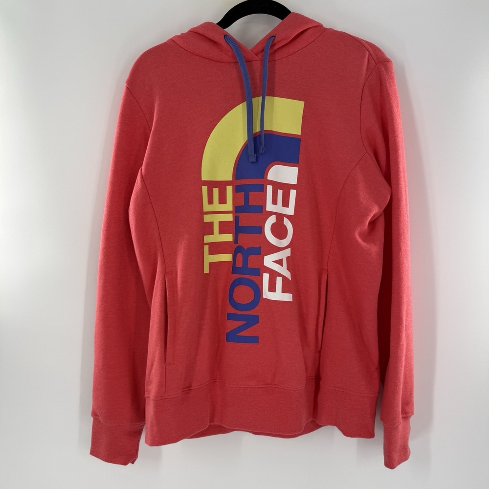 The North Face Womens Red Long Sleeve Pockets Pullover Hoodie Size Large
